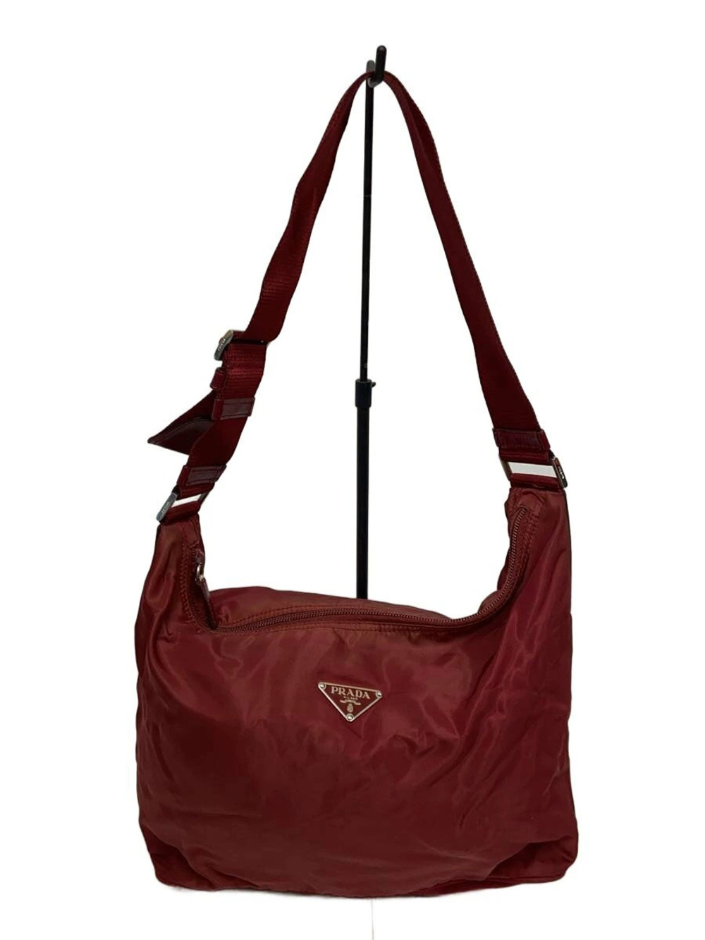 Prada Tessuto Hobo Bag burgundy red